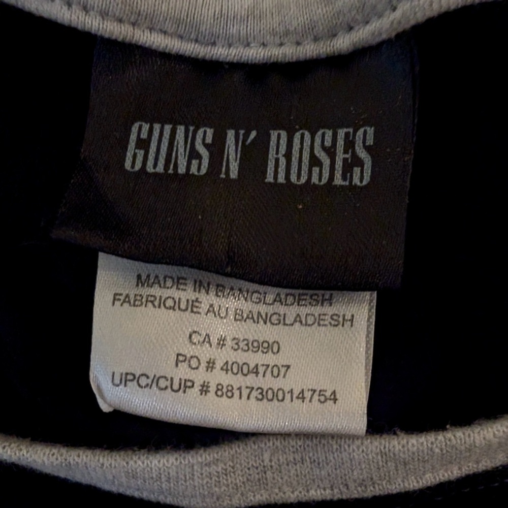 100% Cotton Tie Botton Guns n Roses Women’s Raglan Longsleeve Tee Band Tee - Picture 3 of 11